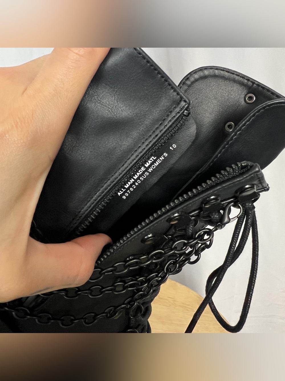 Black Demonia Morte-65 Skeleton Chained Wedge Platform Boots - Picture 8 of 8